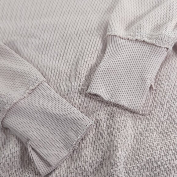 Aerie Oversized Waffle Knit Sweater Pink XS Distressed Long Sleeve Drop Shoulder - Picture 2 of 15